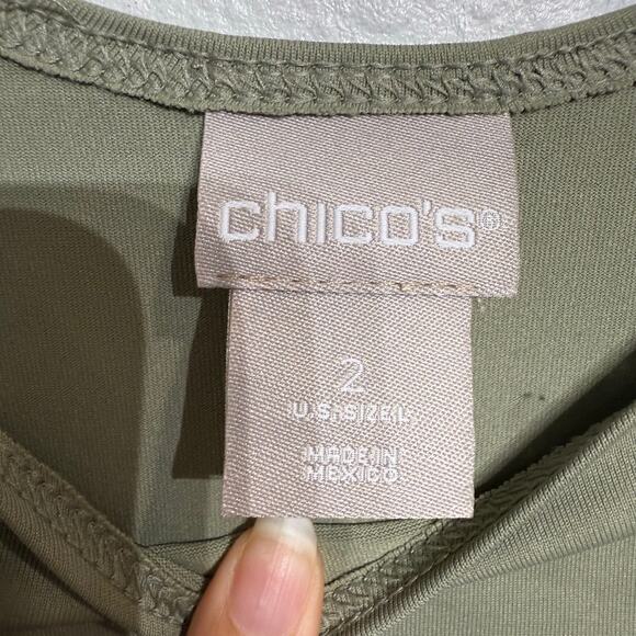 Chico's Green Sleeveless Fitted Cami Sz 2/L - Picture 5 of 12